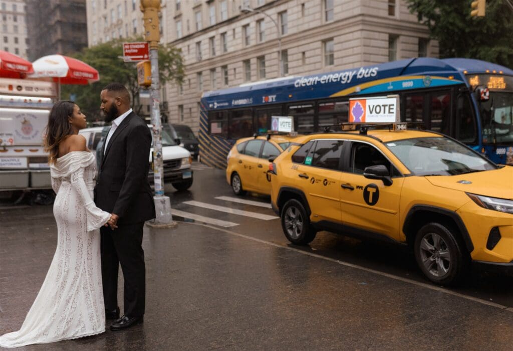 cute couple at their dream engagement session in NY
