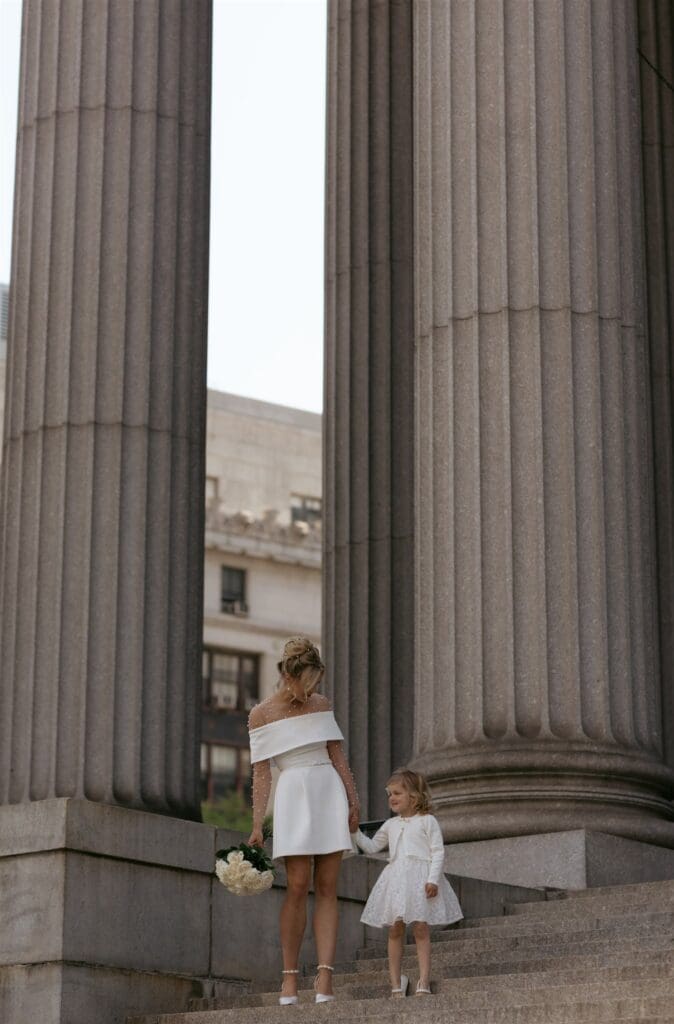 cute picture of the bride and her daughter