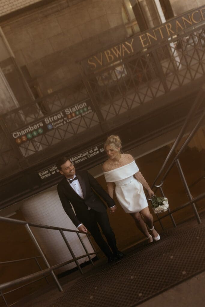 couple having the best time at their New York elopement