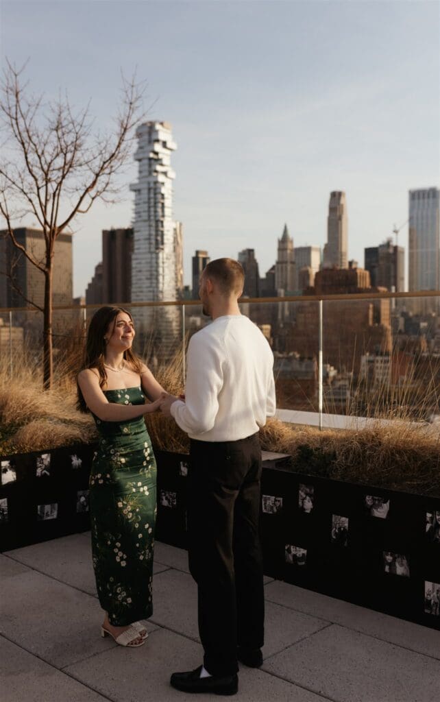 couple holding hands during their engagement
