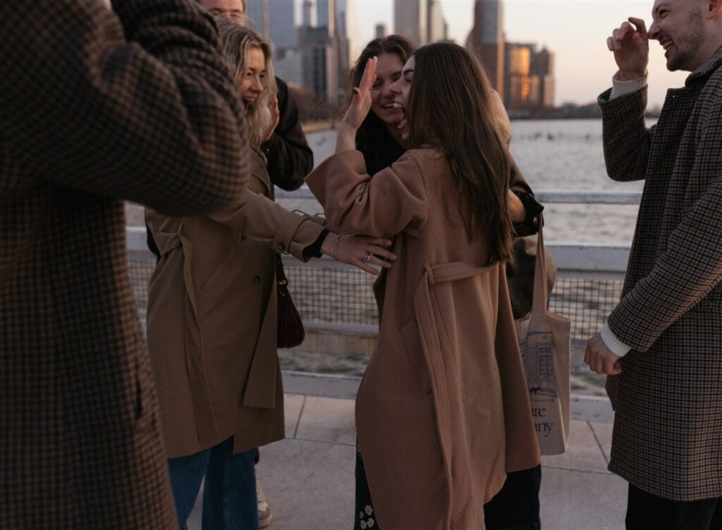 couple excited for their engagement in NY