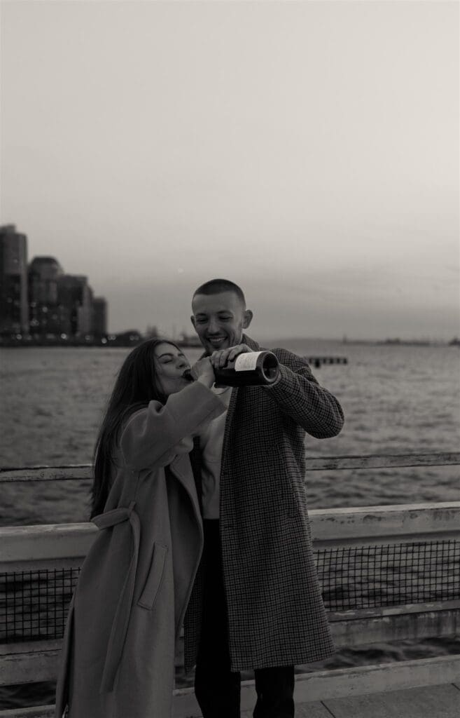 couple having the best time during their proposal photoshoot