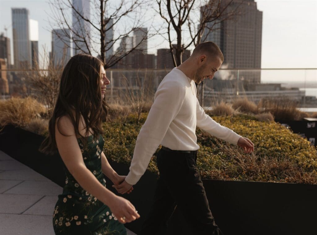 happy couple at their dream proposal in NY
