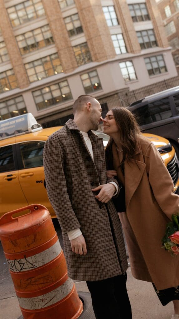 cute couple walking around DT Manhattan
