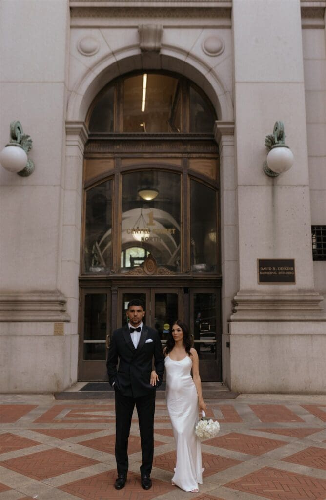 couple posing for the camera during their bridal portraits
