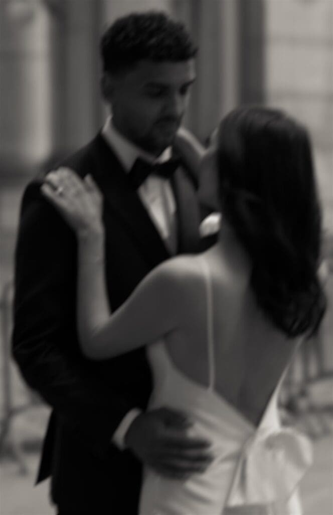 cute couple looking at each before heading to their ceremony