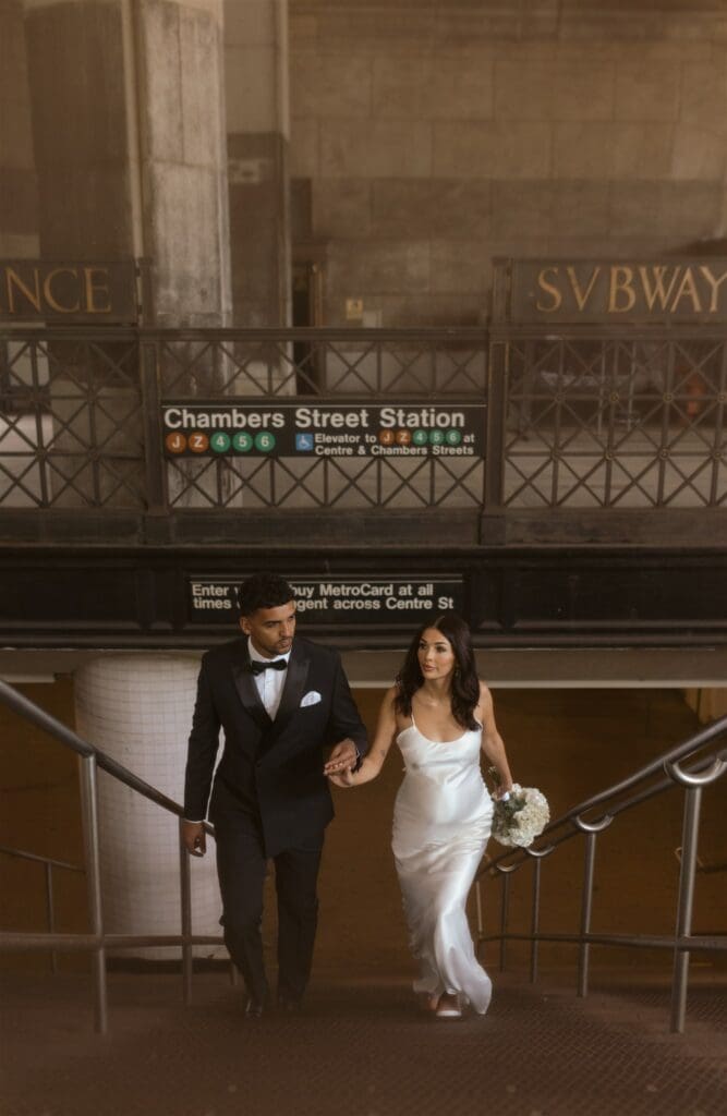 couple at their bridal portraits around NYC