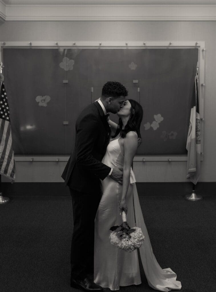 couple kissing after their dream ceremony