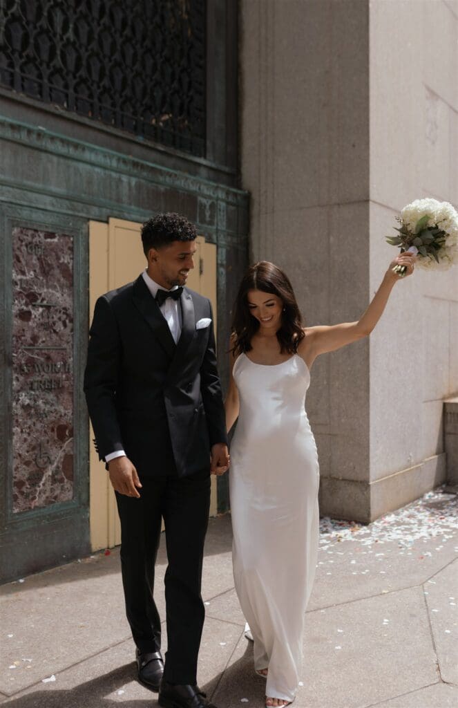 cute couple after their dream intimate city hall ceremony