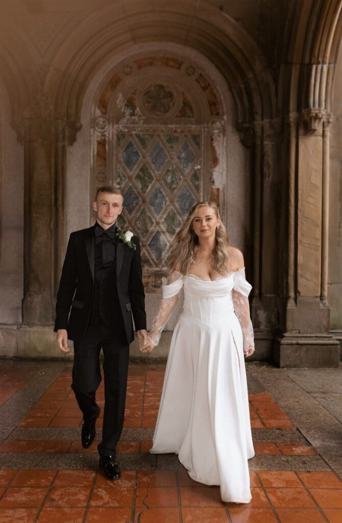 cute couple heading to their bridal portraits