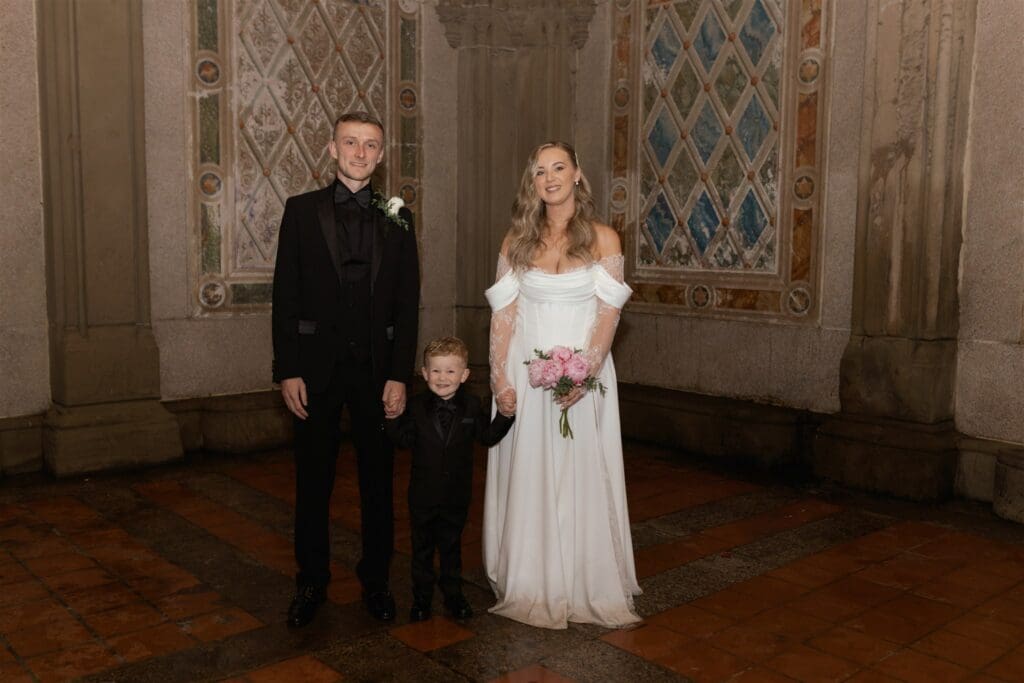 cute picture of the newly married couple and their son