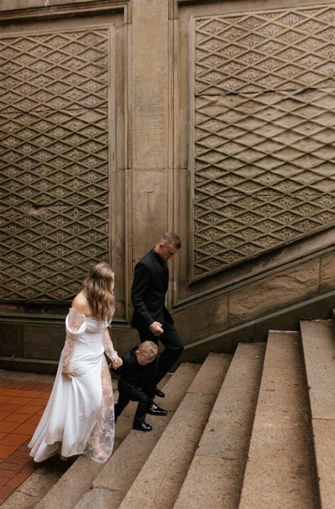 cute couple heading to their bridal portraits