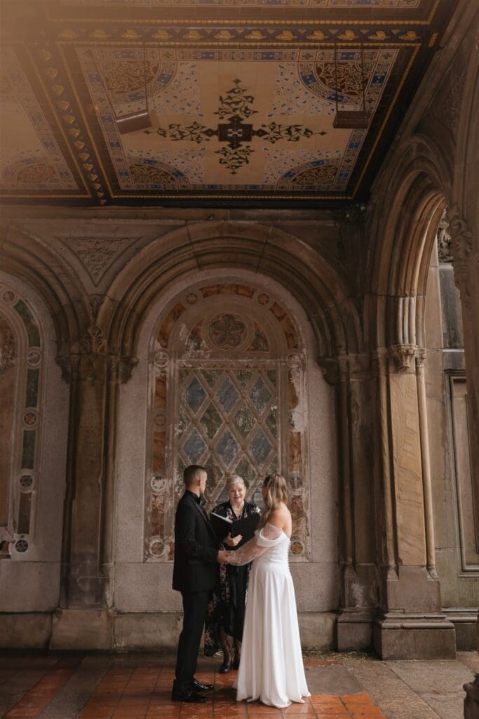bride and groom emotional during their elopement ceremony