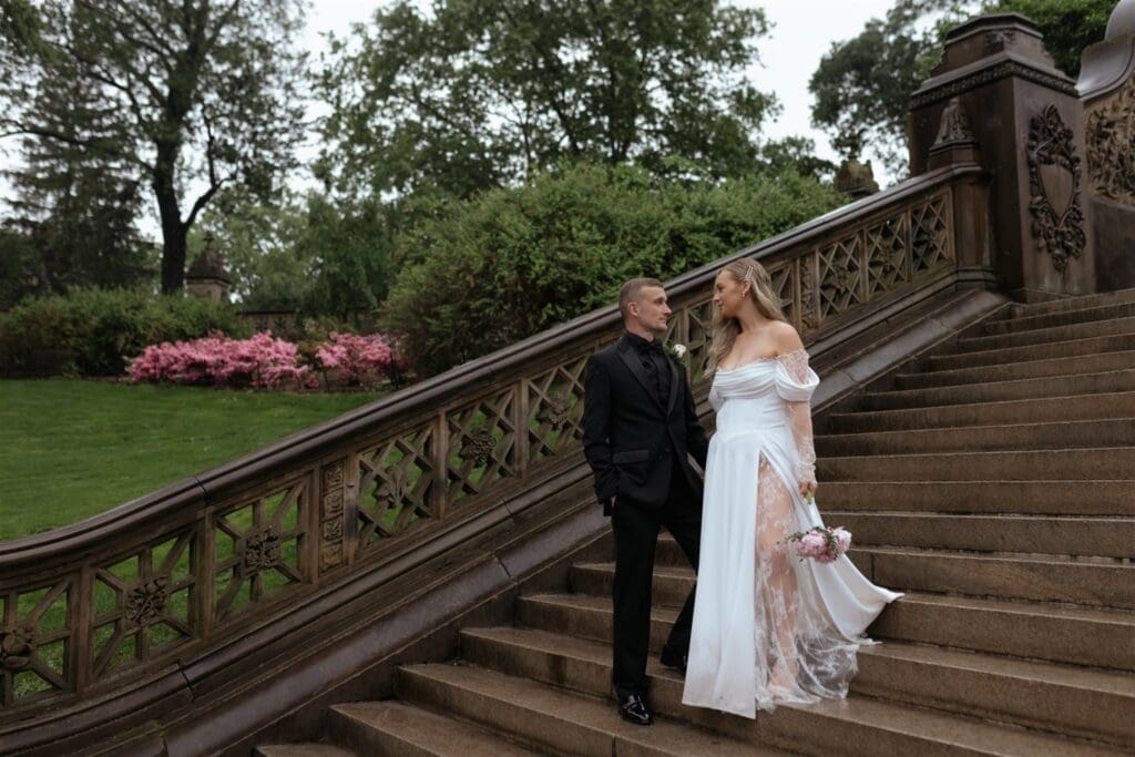 gorgeous picture of the newlyweds smiling at each other