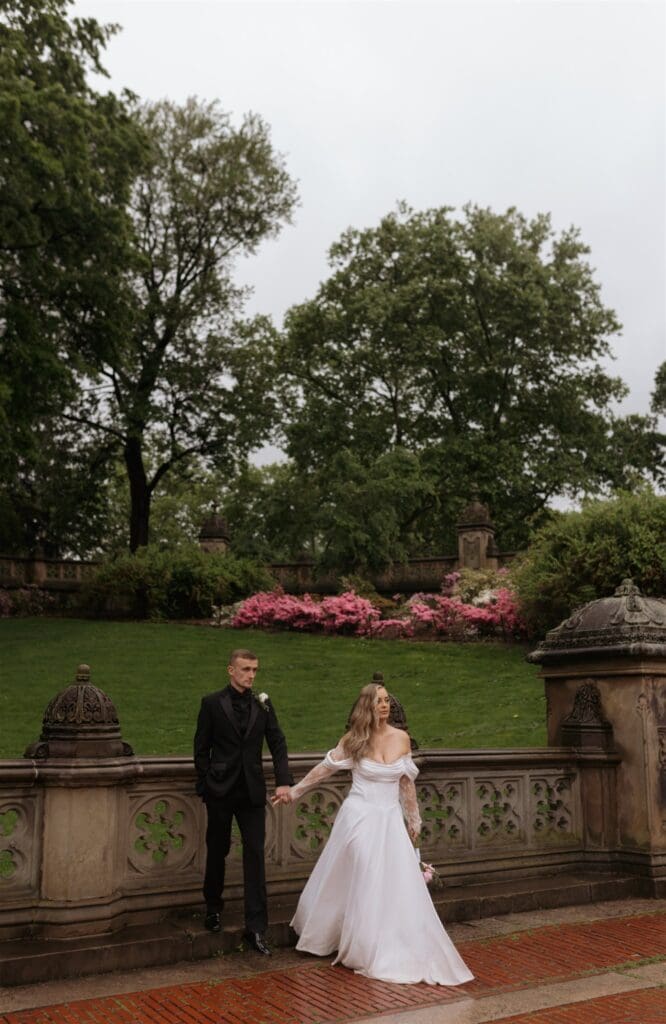 rainy bridal session in central park