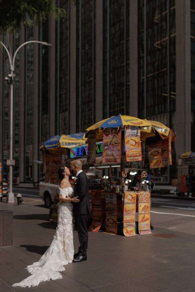 This 620 Loft & Garden wedding was the dream: rooftop vows, champagne, NYC street shots, and cocktails across from Rockefeller. A whole moment!