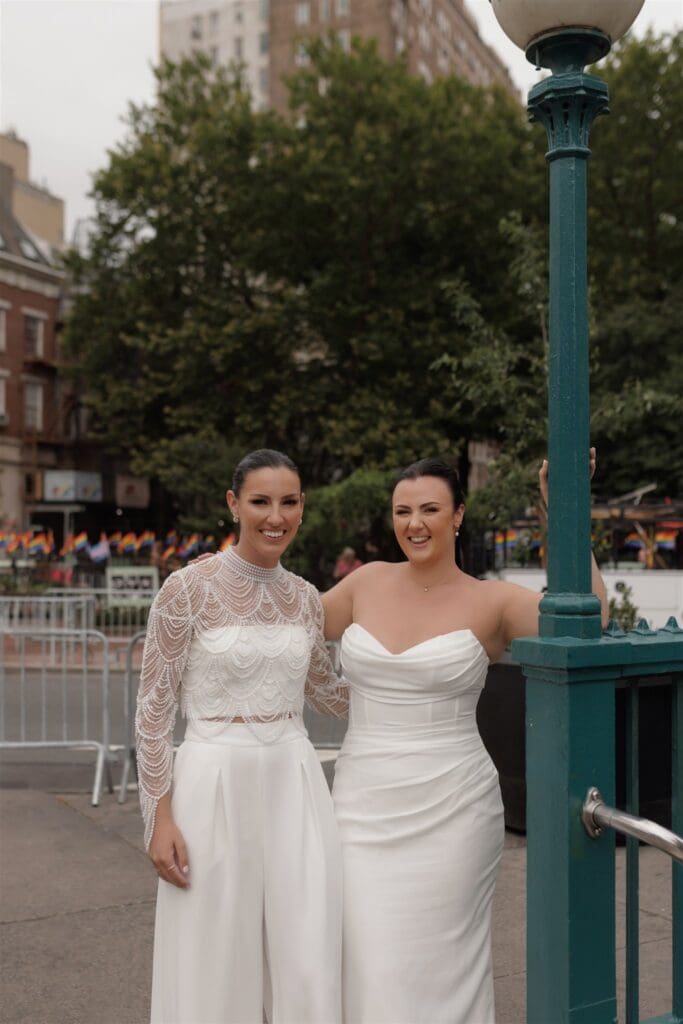 Couple posing for the camera during their bridal session