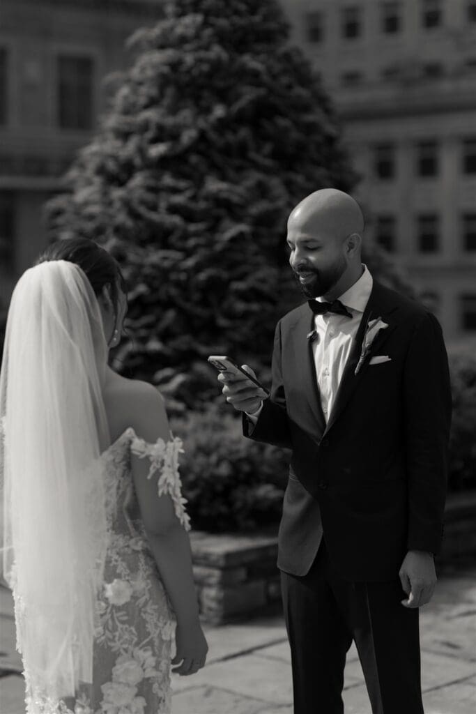 cute couple reading their vows during their ceremony