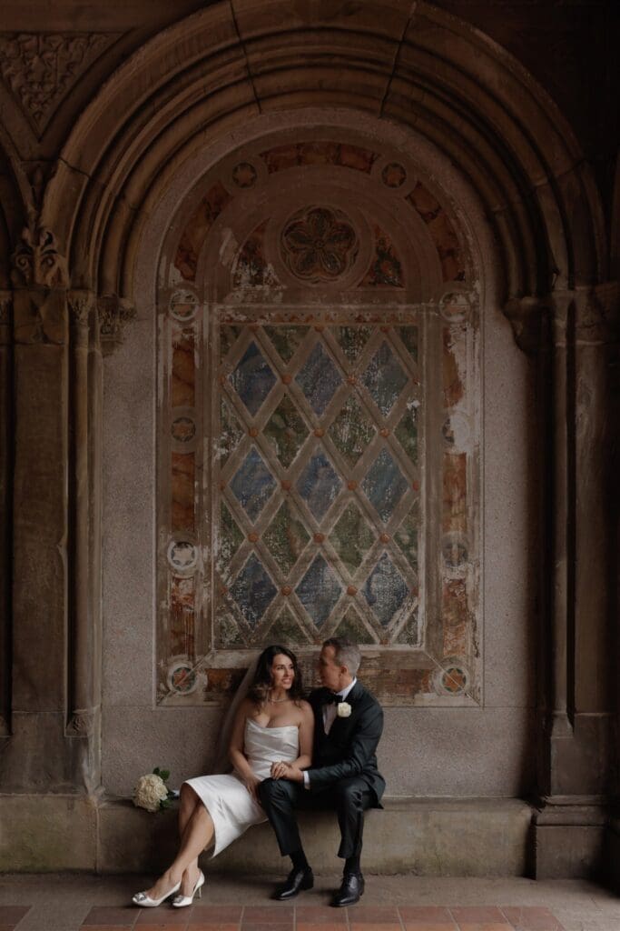 cute couple posing for the camera during their bridal session