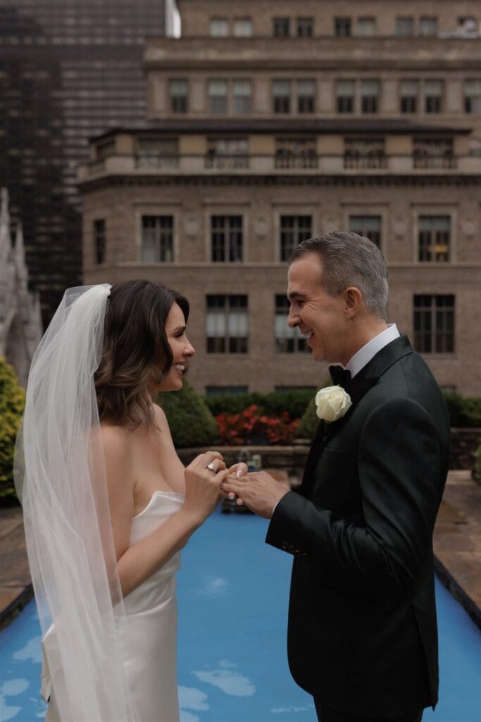bride and groom at their dream nyc ceremony