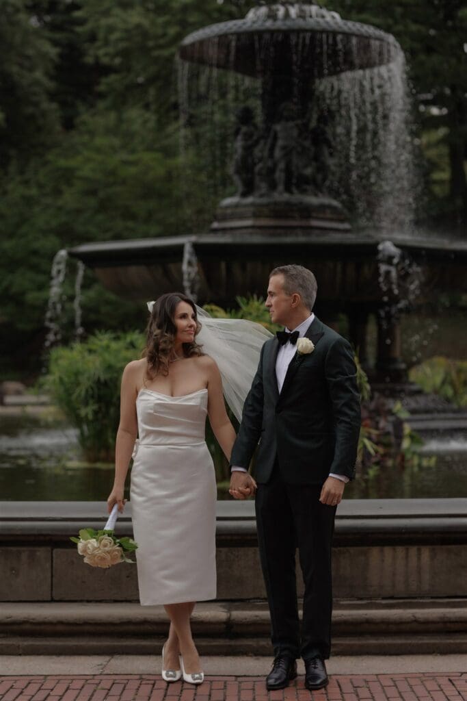 picture of the newlyweds smiling at each other