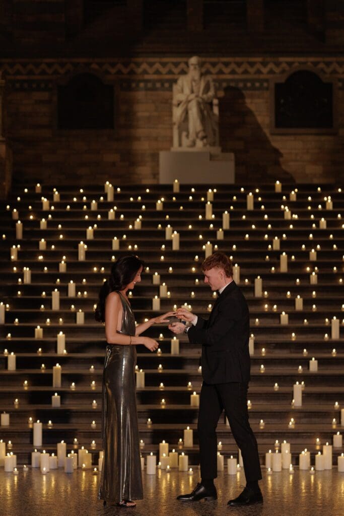 A Modern Romantic London Proposal at the Natural History Museum
