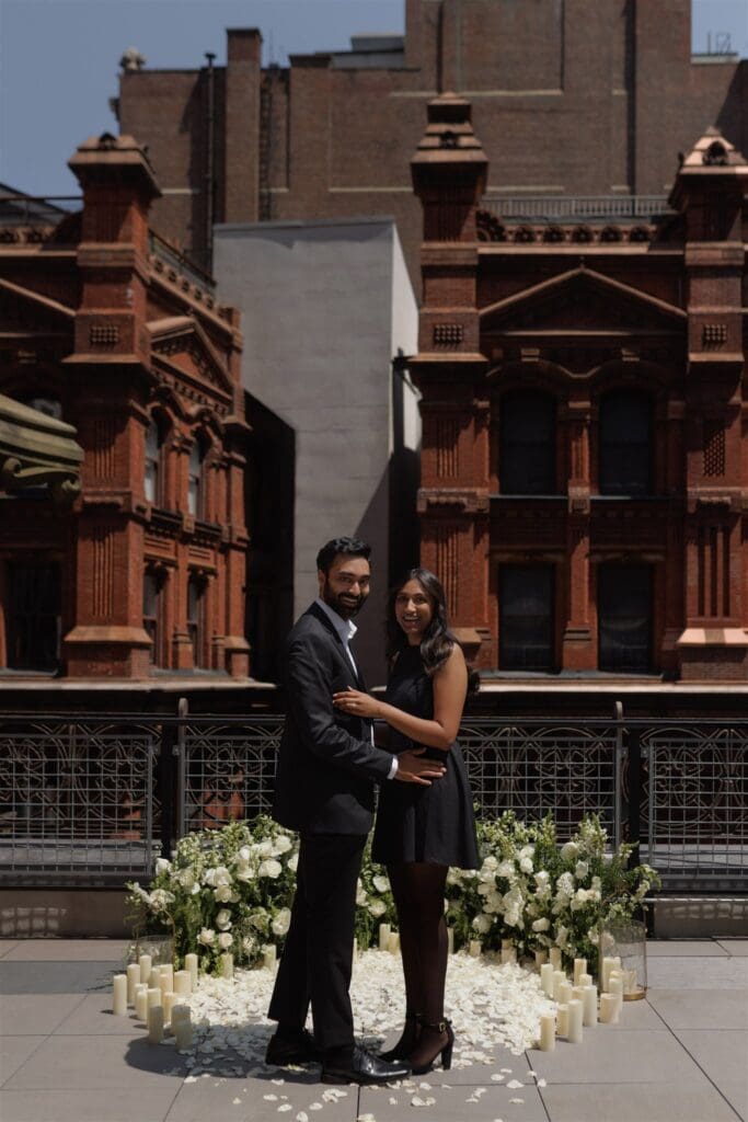 Mukund & Jo Moody Manhattan Rooftop Proposal at The Beekman Hotel
