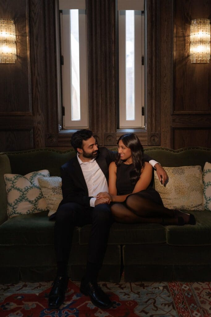 happy couple at their dream engagement session