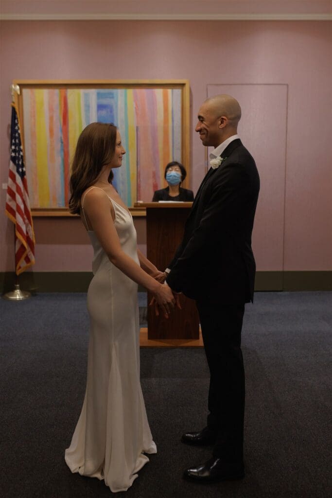 bride and groom at their elopement ceremony