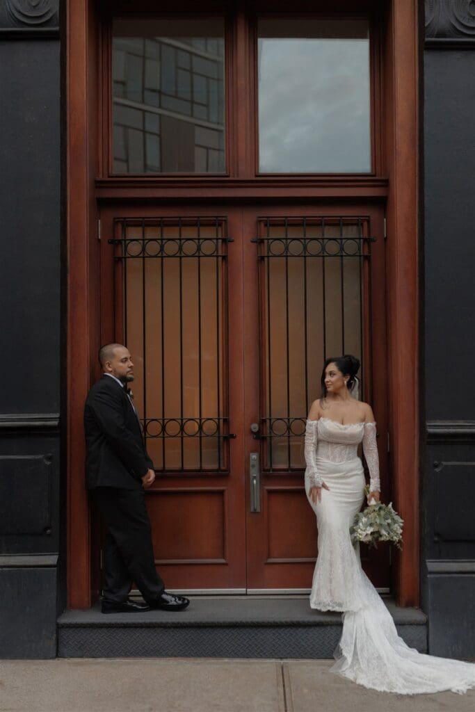 cute picture of the newlyweds in DT NY