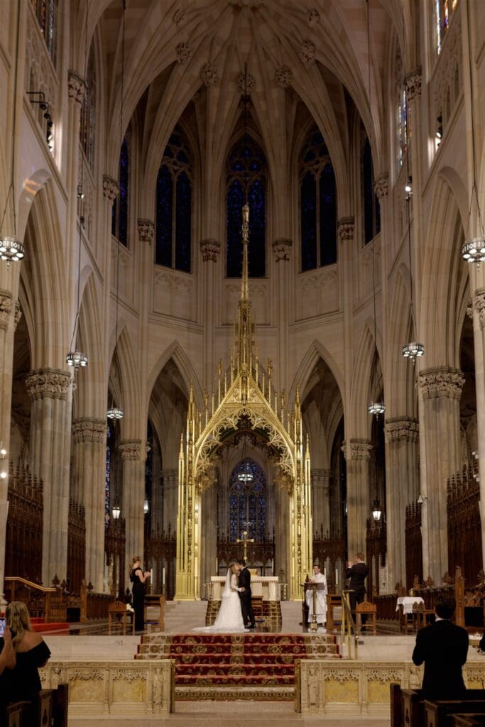 bride and groom kissing after their wedding ceremony